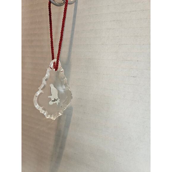 Reed and Barton Lead Crystal Ornament Sterling Silver Partridge Bird  red rope - Picture 2 of 6